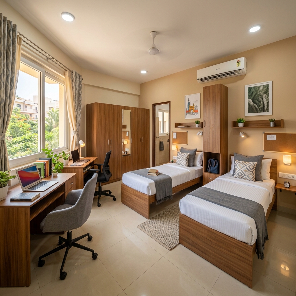Double sharing room at Happie Hub